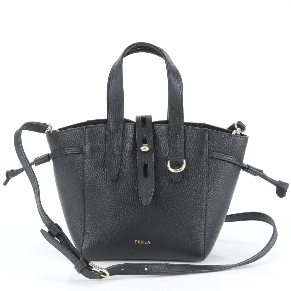 新品同様 HSF000 レザー 2WAY ショルダーバッグ 斜め掛け ハンド トート ブラック 黒 レディース EEE CQ8-6 中古