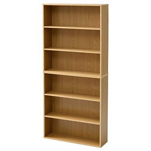 [山善] 本棚 スリム 大容量 6段 幅59奥行17高さ134cm ラック 組立品 ライトブラウン SCMCR-1360(LBR)