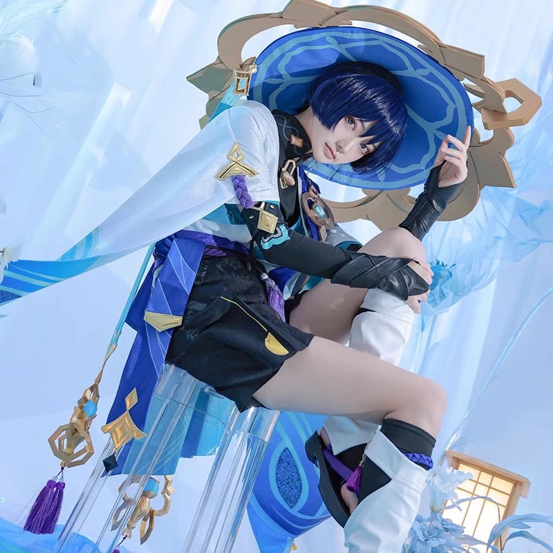 原神　放浪者(スカラマシュ) 金属パーツ　神の目　金属製　ウィッグ　笠 戦闘服　スカート　豪華番　可愛い　学園祭　舞台衣装　変装 制服　礼服 コスプレ衣装　服　イベント　ハロウィ 8,633円