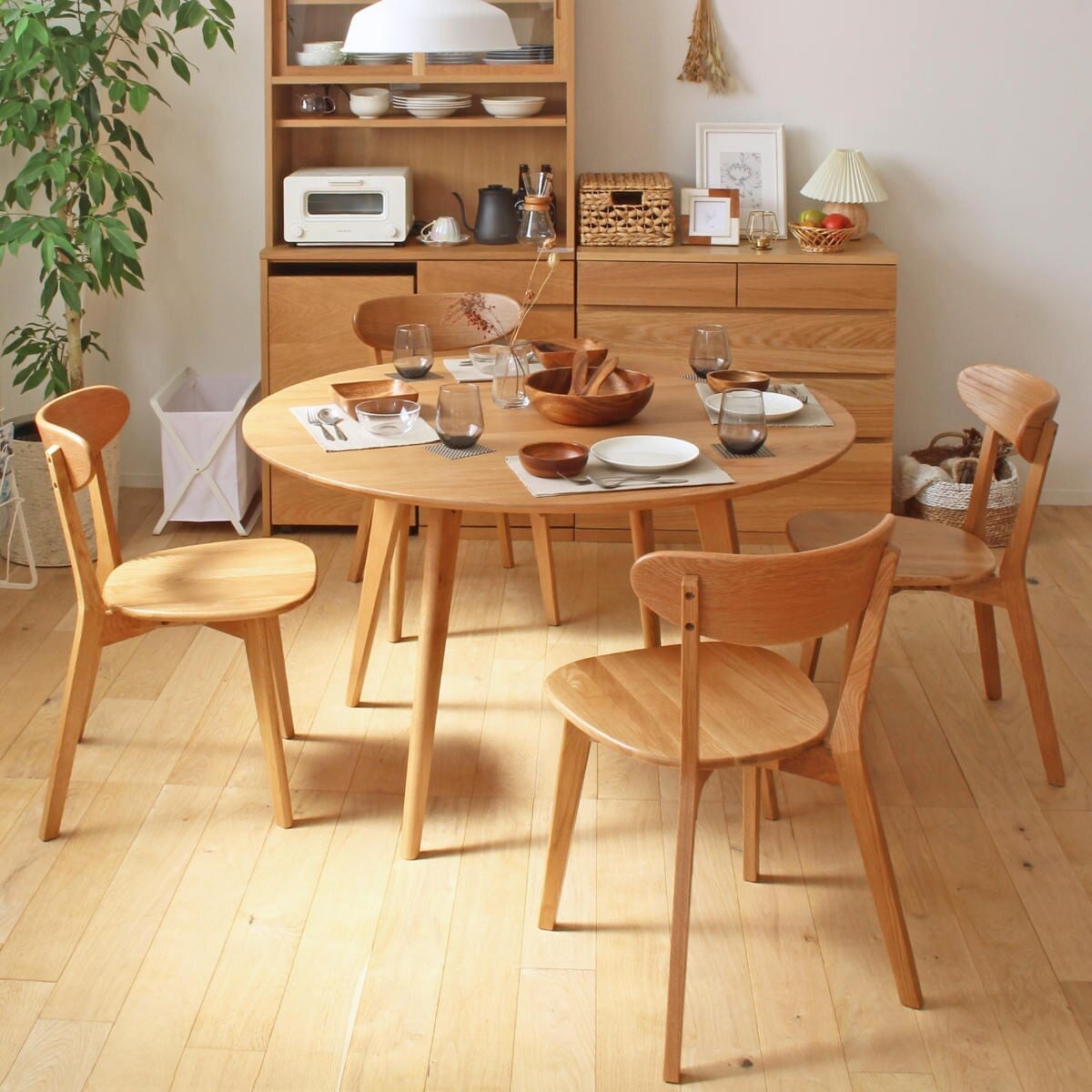 ダイニングセット 5点セット 円形テーブル幅120cm ダイニングチェア4脚 リバー オーク材 ダイニングテーブル テーブル チェア セット 4人掛け 4人用 丸テーブル ダイニング 北欧 シンプル