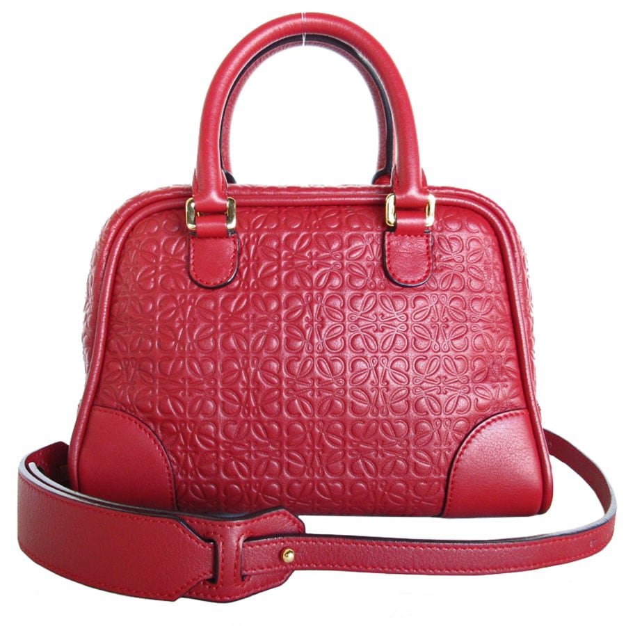 ロエベ LOEWE ハンドバッグ ショルダーバッグ アマソナ75 レザー ダークレッド ゴールド レディース s0435a