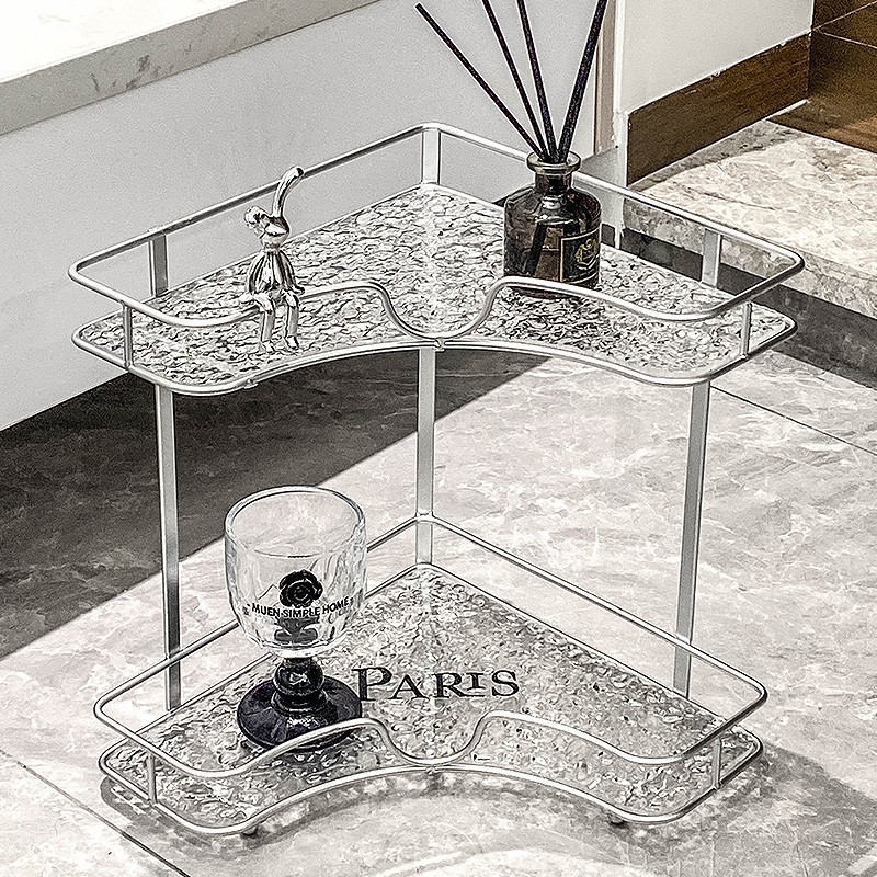 北欧の鉄二層収納ラック化粧品アロマセラピーストレージラックバスルームトイレットコーナーストレージラック