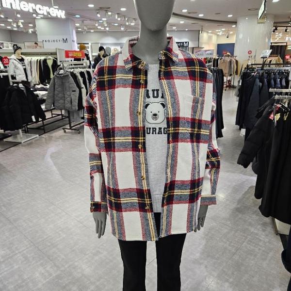 bang bang HC19 女性裏地ボア 胸ポケット 両側ポケット チェックシャツ (S12541827)