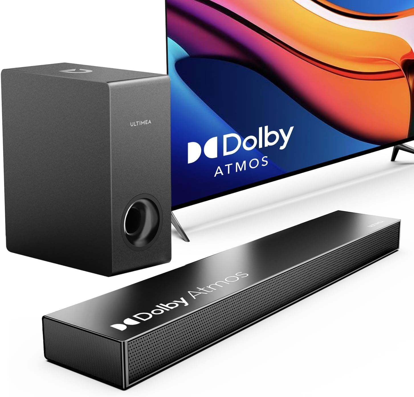 ULTIMEA Dolby Atmos サウンドバー テレビ用 2.1ch スピーカー 3次元サラウンド サウンド サブウーファー付き ピーク電力190W 重低音強化型 HDMI eARC/AUX/光 24,390円