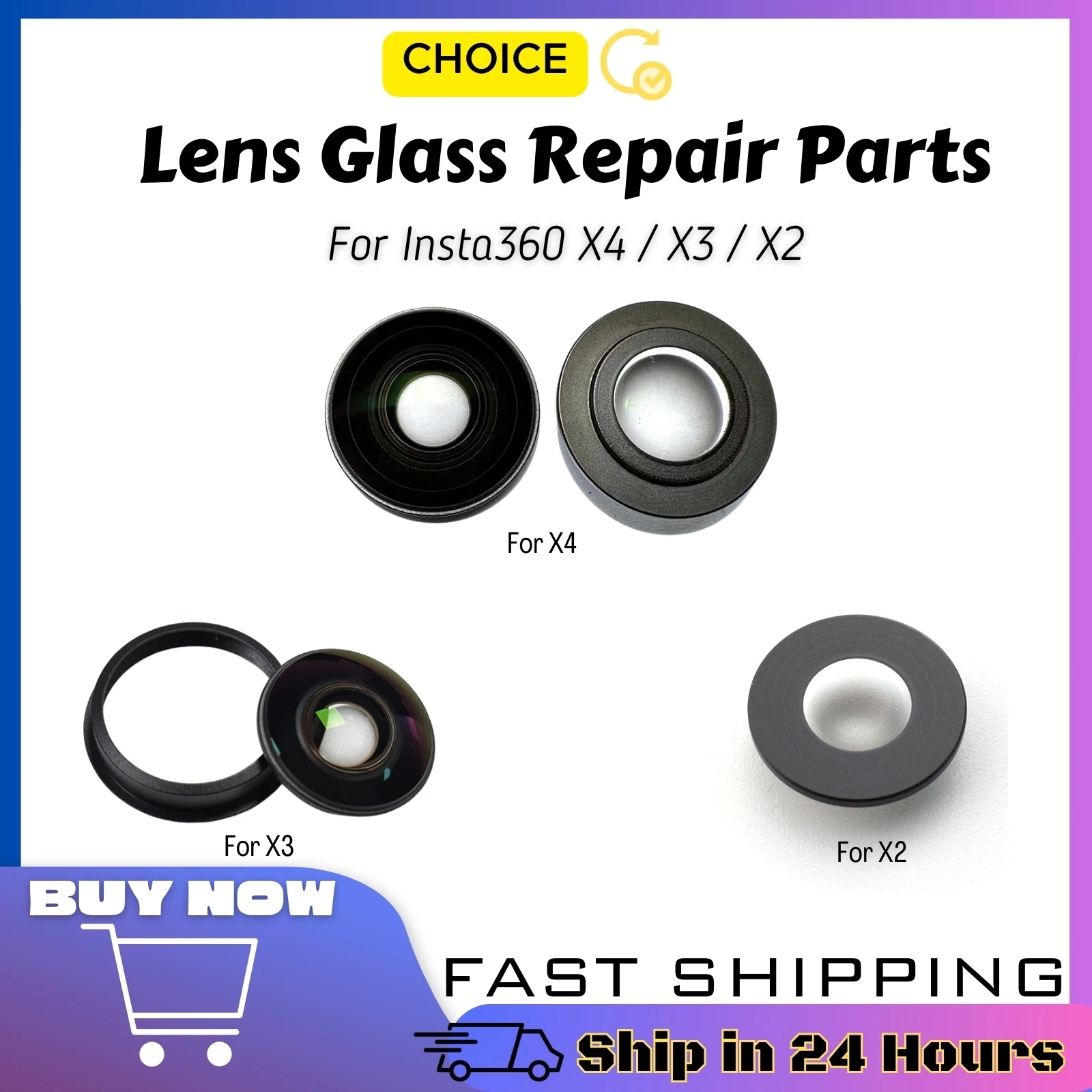 Insta360用レンズガラス,スペアパーツ,リングマウント,insta 360,x4,x3,x2,360,one,x2,one,rs,アクセサリー