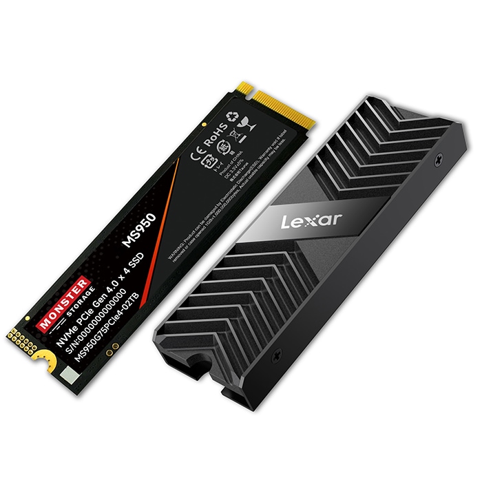 【M.2 2280 Gen4 SSD 1TB＋Lexar ヒートシンクセット】SSD NVMe M.2 2280 PCIe Gen 4×4 1TB /両面ヒートシンク LPAH100-RNBNG