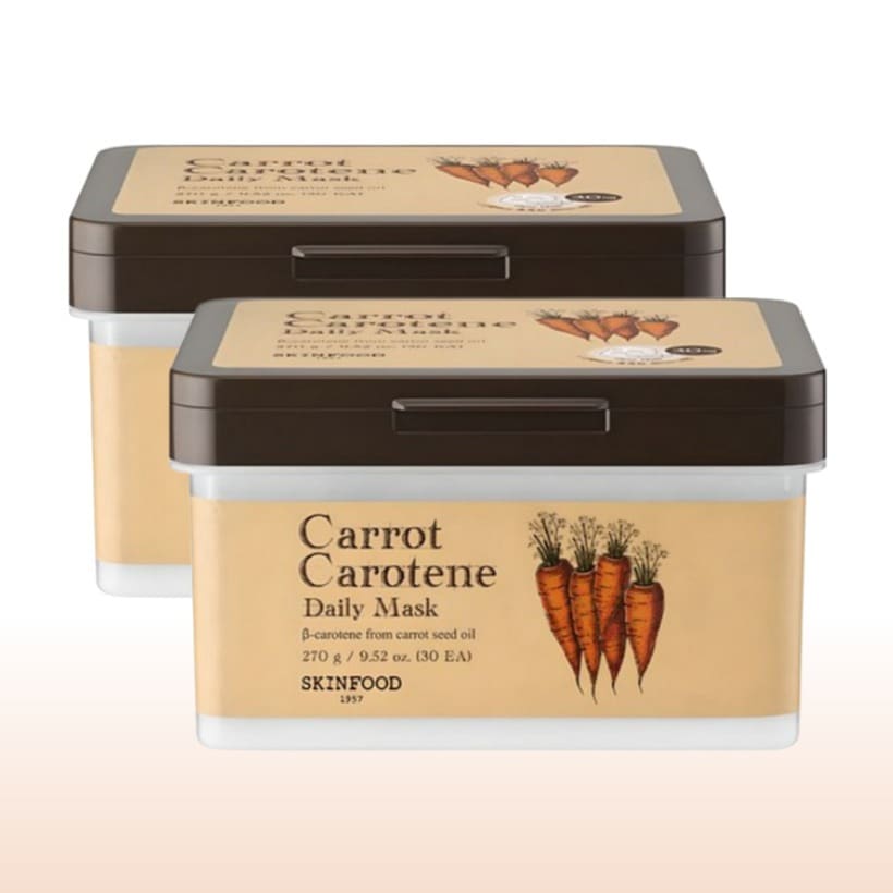 [1+1 引き抜くマスクパック 韓国人気] キャロット カロチン デイリーマスク 30枚入 x2個 肌鎮静 水分保湿ケア ベータカロチン成分 にんじん マスクシート 韓国コスメ ヒット商品 おすすめ