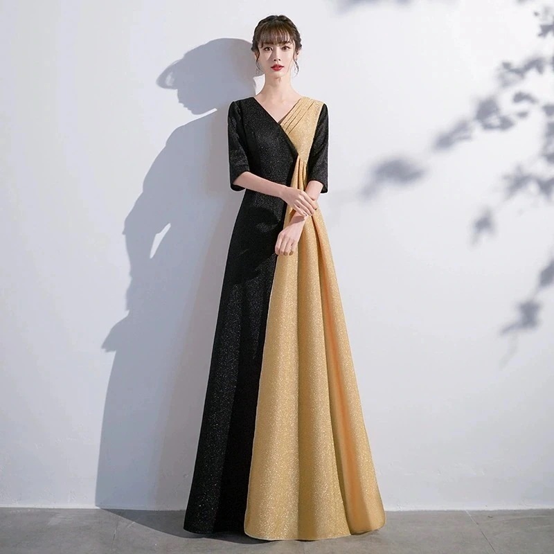 コーラス団演出服 ロング丈司会者 指揮者用 コンクール 朗読 受付用パーティー ドレス 結婚式 ワンピース お呼ばれドレス