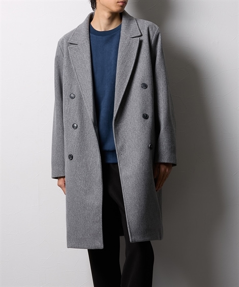 ロングコート フェイクウール ダブルチェスターロングコート 6,305円