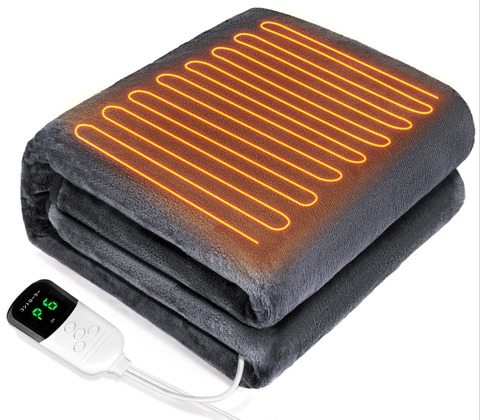 Sugeko 電気毛布 掛け 敷き 180×130cm 【大きいサイズ＆両面フランネル】 電気ひざ掛け 3分速暖 厚手生地 毛玉なし 電気ブランケット 6段階温度調整 省エネ 4段階タイマー 丸洗い可