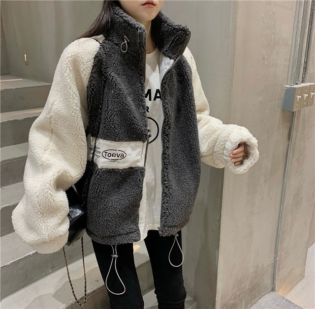 【送料無料】レディース ボアジャケット ブルゾンジャケット もこもこ ストリート ミドル丈