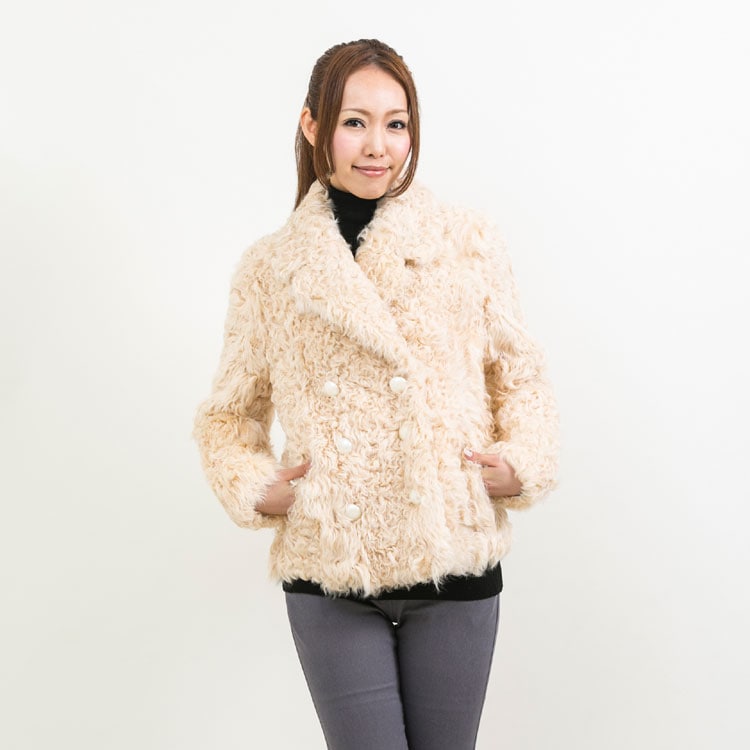 カルガンラム ファー ジャケット ベージュ 送料無料 レディース ギフト プレゼント