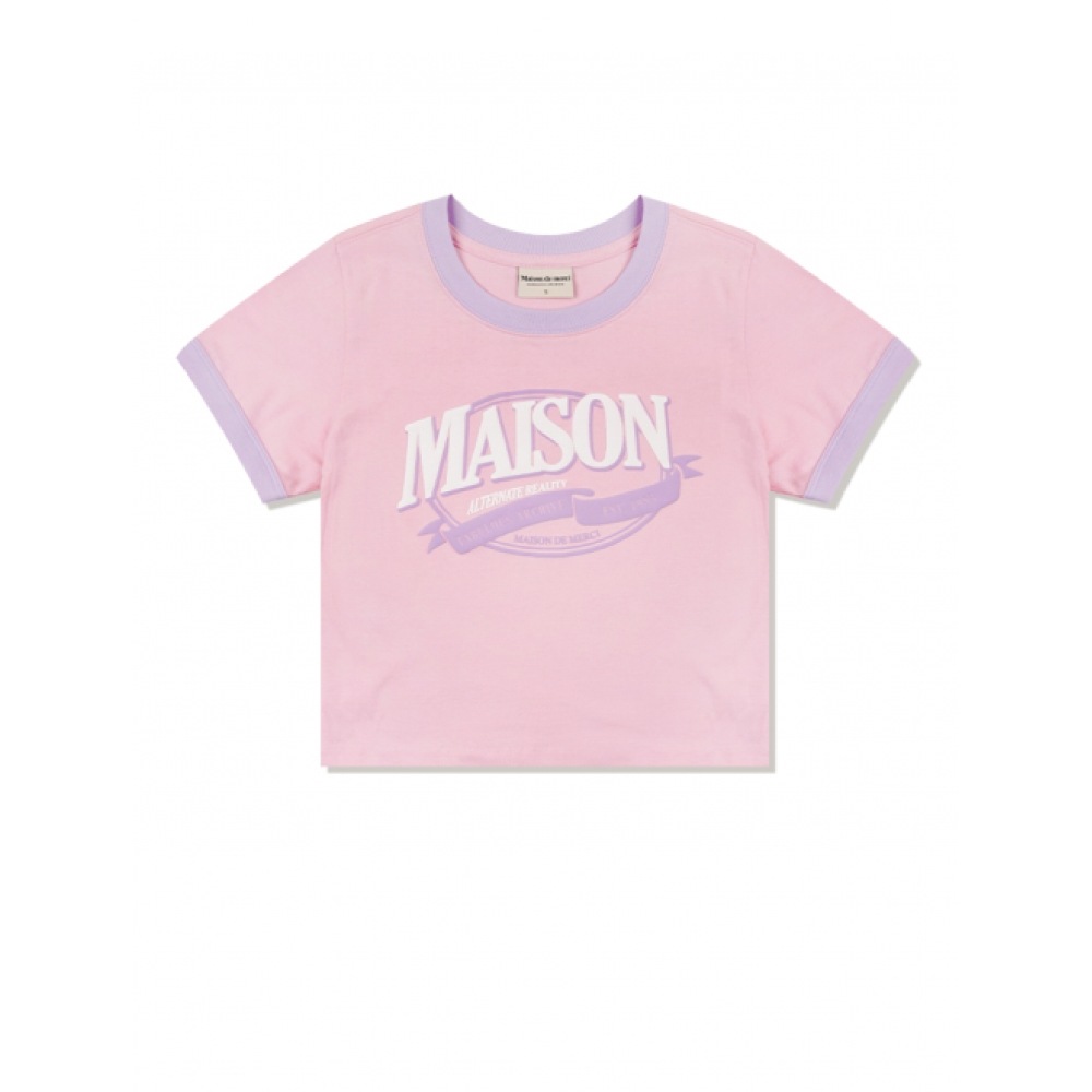 ファビュラスアーカイブ女性用クロップドビンテージムードリンガーショートスリーブ T シャツピンク (FCE2TS201W)