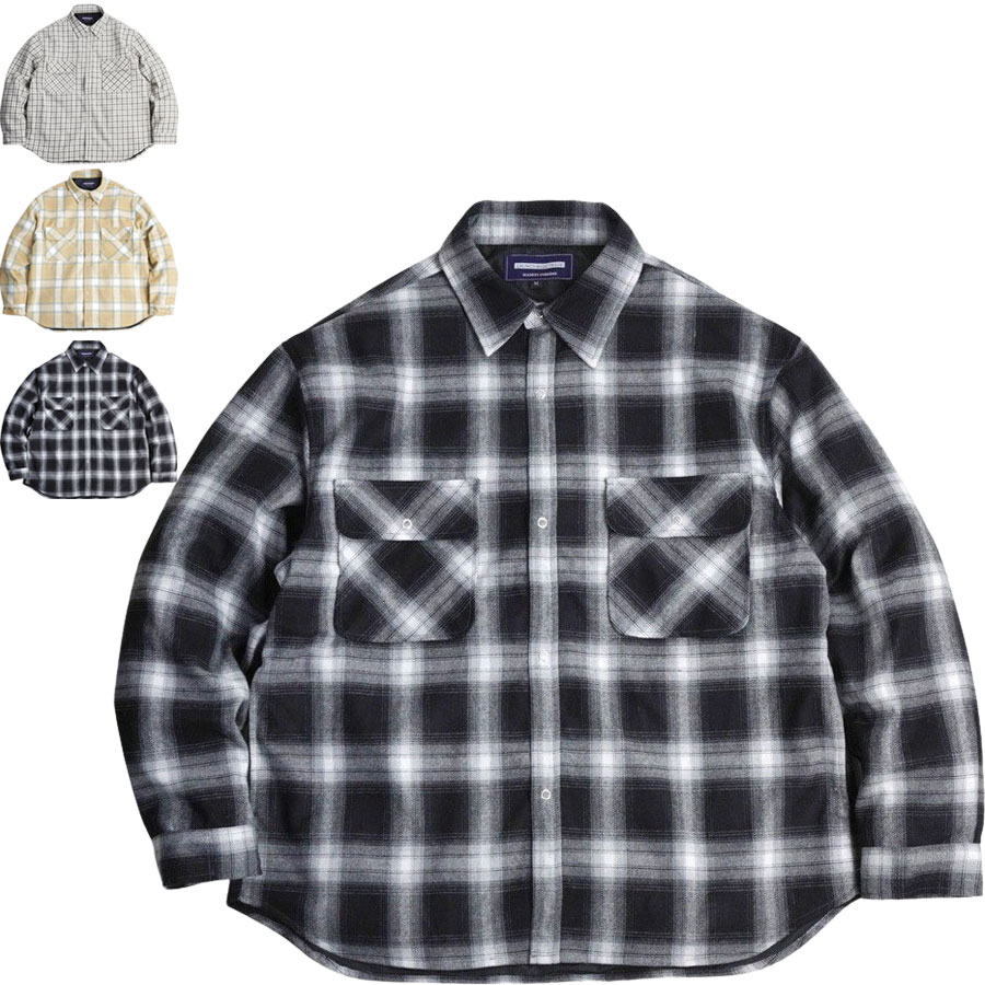 ラウンチベーシックトレードCPO SHIRTS JACKETCPOシャツジャケットイエローチェック ブラウングレーチェック