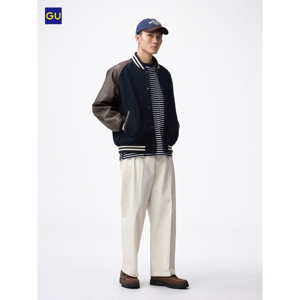 ユニクロ GU ツイルワイドストレートパンツ