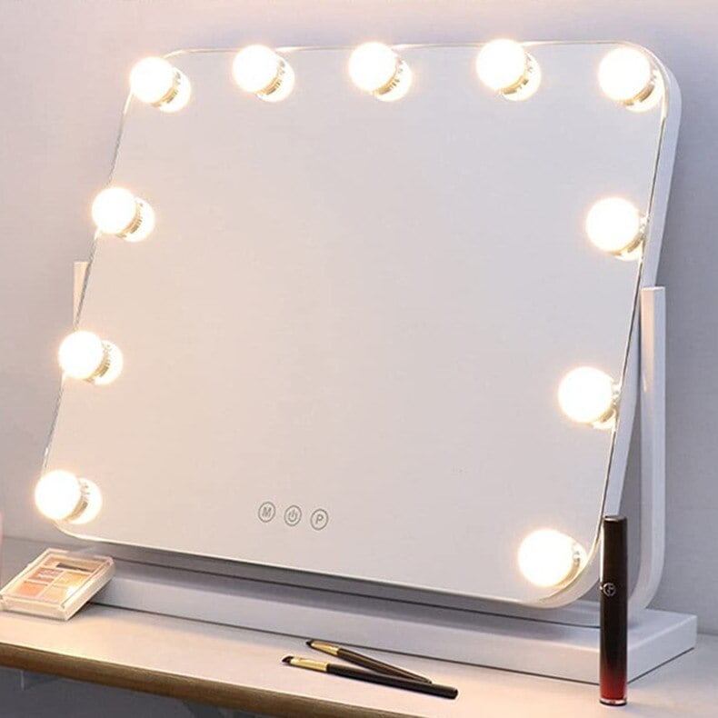 卓上ミラー LED ライト付き 大きい おしゃれ 調光 調色 LED メイクミラー 化粧鏡 大型