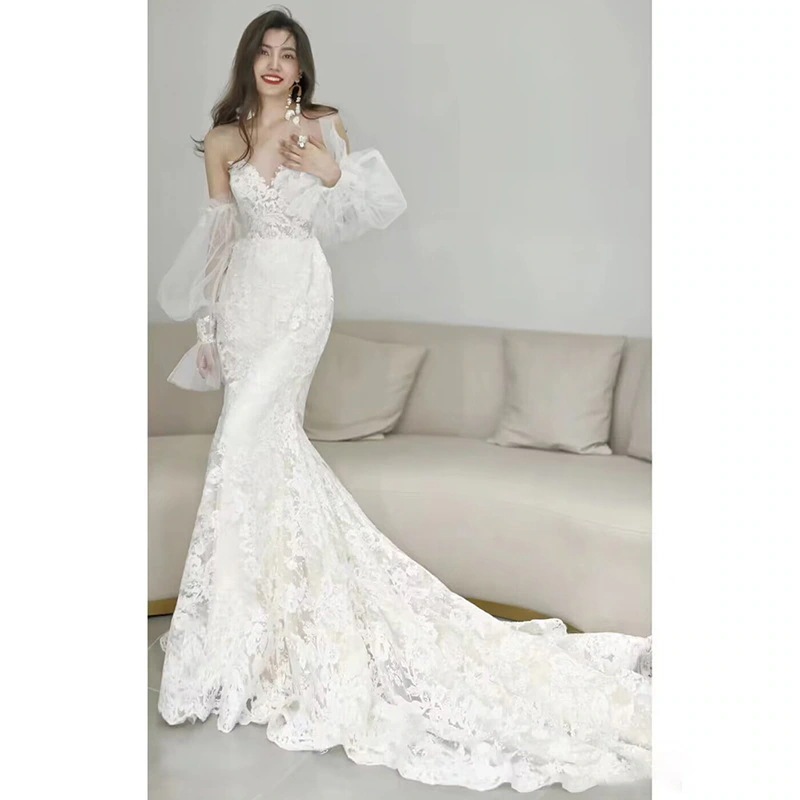 【無.料 2025新入荷·高.品質】【豪華でロマンチックなデザイン！】ウェディングドレス 白 イブニングドレス パーティードレス ワンピース 二次会 結婚式 成人式 演奏会 花嫁 お呼ばれ 披露宴 1