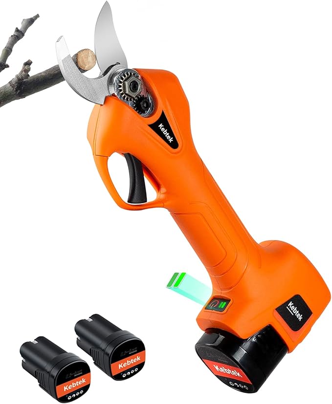 電気剪定ばさみKebtekコードレス 充電式剪定ばさみ持ち運び便利 電動バサミプロ 剪定鋏 園芸/庭木/果樹/農家太枝切り2Ahリチウムバッテリー2個付き 日本語取扱説明書付き切断径25mm