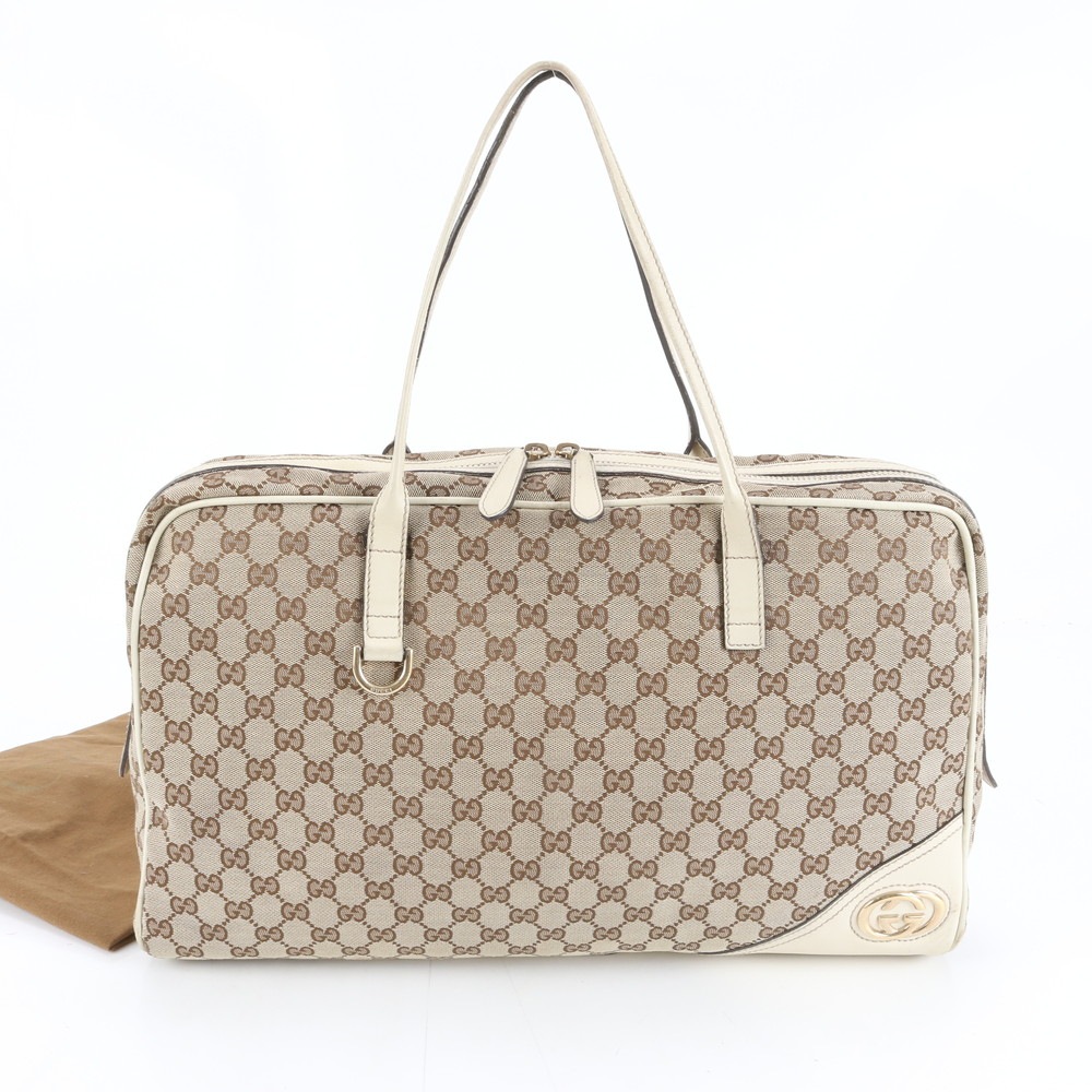 美品 GGキャンバス ニューブリット 169944 レザー×キャンバス トート バッグ 肩掛け ショルダー ハンド A4 レディース RUE DM44-3 中古