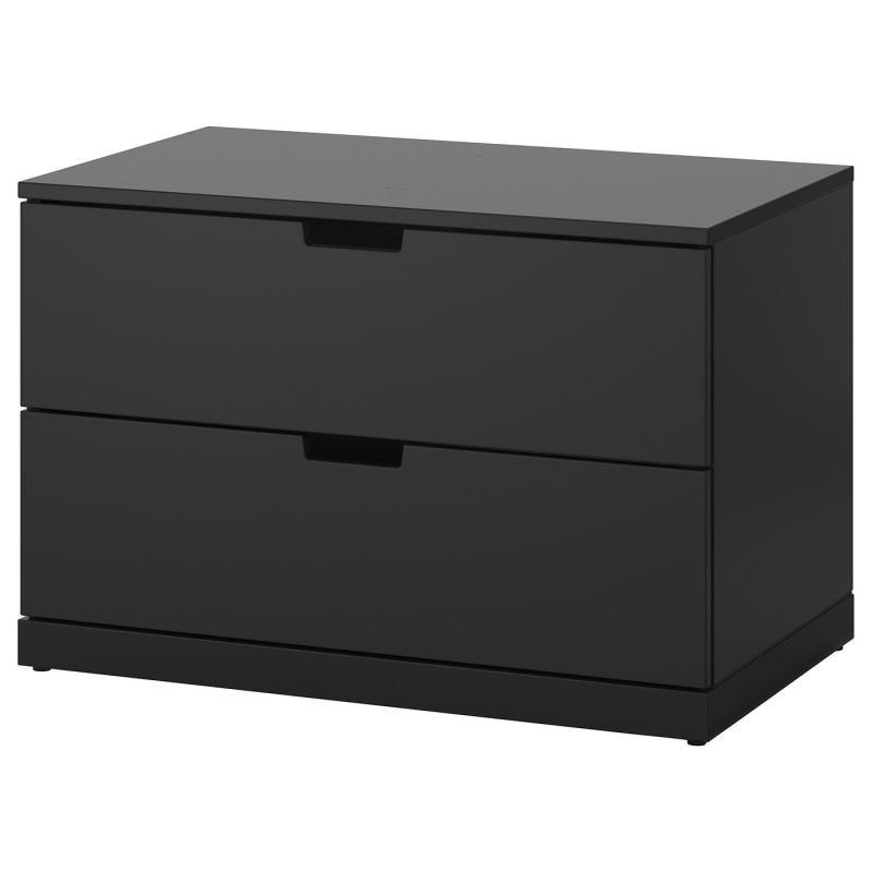 NORDLI ノールドリ チェスト（引き出し×2） - チャコール 80x54cm