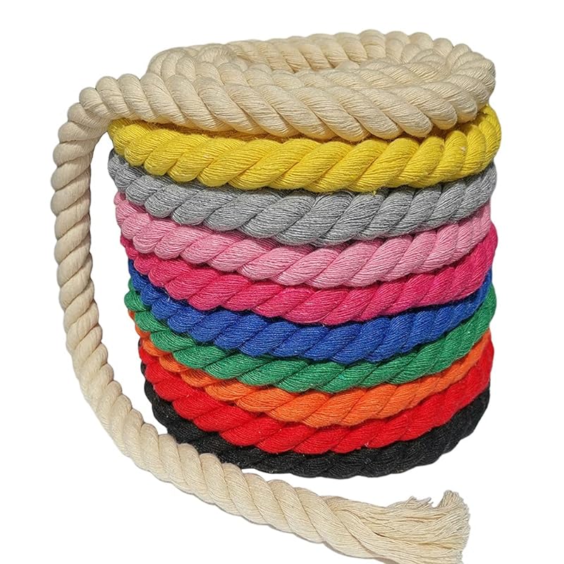 カラー綿ロープ 直径8mm/12mm/20mm 柔らか 太い 綿ロープ 手芸用 天然 コットンロープ おもちゃ 手作り インテリア 飾り DIY 12色