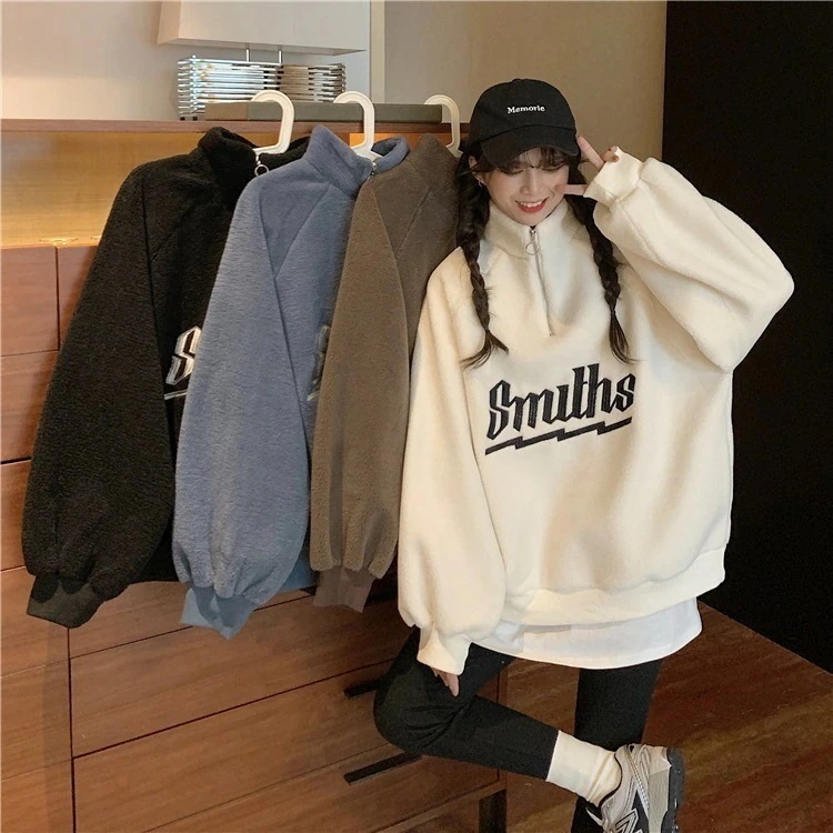 パーカー ゆったりスウェット パ一力一トレンドはビッグ 秋冬冬 ラムズフリース厚手 スウェット韓国ファッション長袖トップス ウォーム 韓国 百掛けスウェット