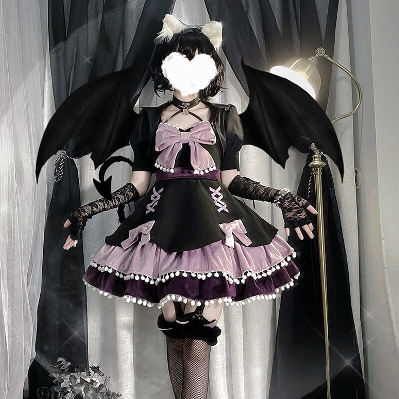 ゴスロリ風 jsk リボン 日常制服 痩せて見える リボン ロリータ ワンピース