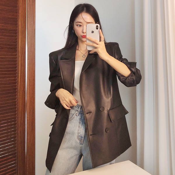 45 割引ivory Black 一つ目の項目を先に選択してください 使い勝手の良い Dressnalda韓国ファッションクラシック肩パッドレザーレザーレザージャケット Outer1344 アウター レディース服ivoryblack 一つ目の項目を先に選択してください Coyoterungolf Com