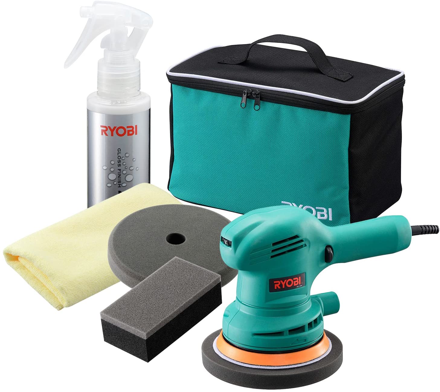 グラインダー・サンダー・ポリッシャー キョウセラ PED-130KT 旧リョービ ダブルアクションポリシャ 車磨き専用キット 収納バッグ 磨き傷やオーロラマーク