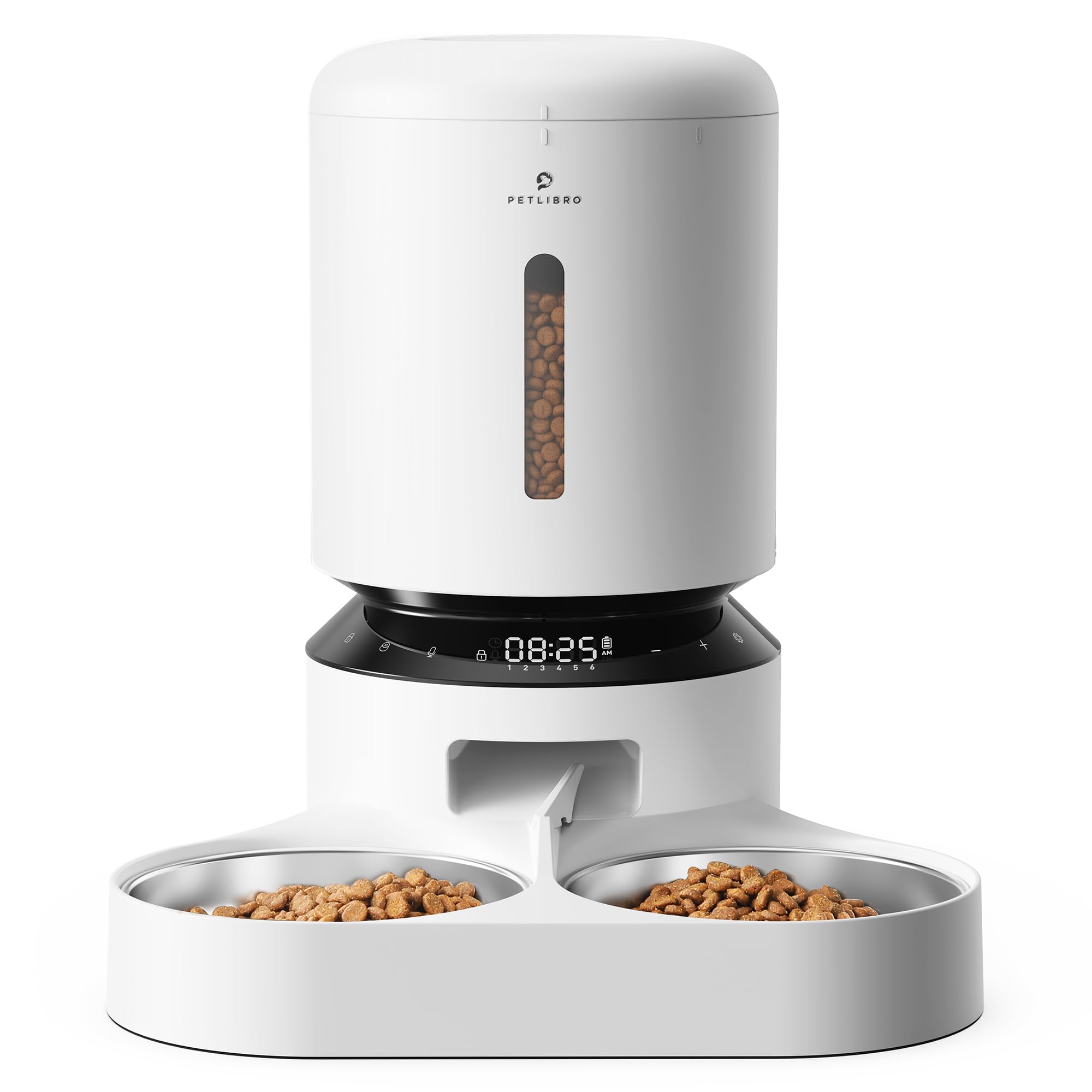 PETLIBRO 自動給餌器 猫 多頭飼いに向け 5L大容量 1日6食 1食0-50分量設定可能 10秒録音 2個のステンレス製トレイ付き猫 中小型犬用 自動餌やり機 蓋ロック 鮮度を保つ 給餌器 自