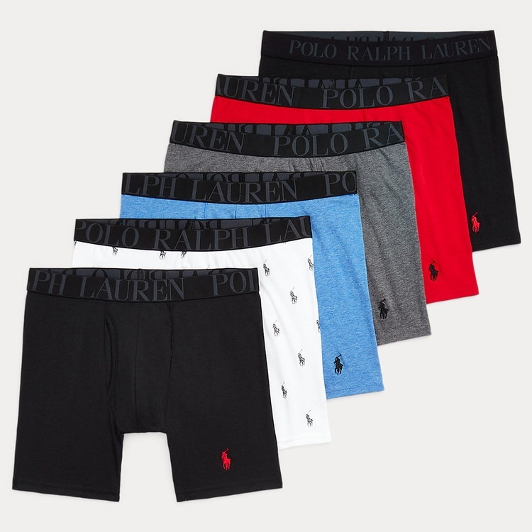 STRETCH COTTN-BLEND ボクサーブリーフ 6PK [ブラック]【NWBBP6-SPA2】