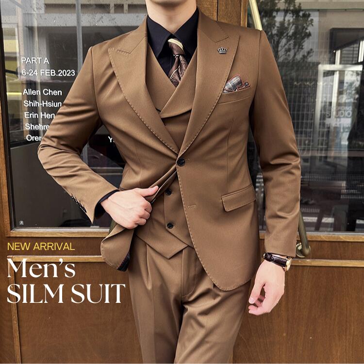 メンズスーツ 3ピース スリムスーツ 洗える タキシード 礼服 細身 紳士服 おしゃれスーツ パンツスーツ 結婚式 前撮り メンズスーツ スリーピース 発表会 メンズ ビジネススーツ フォーマルスーツ