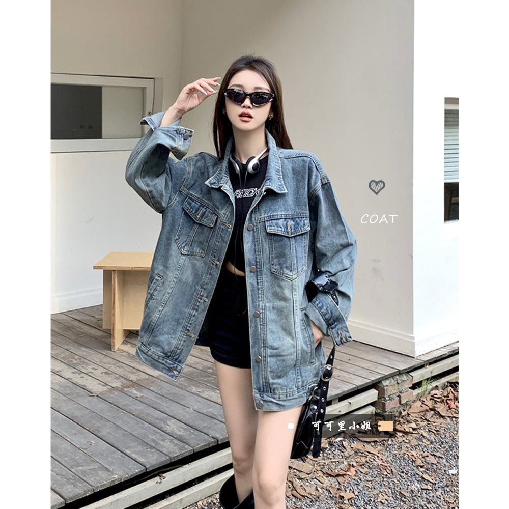 アメリカンスイートクールスタイルデニム長袖ジャケット女性用春レトロbfラペルファッション万能アウタートップス 5,430円