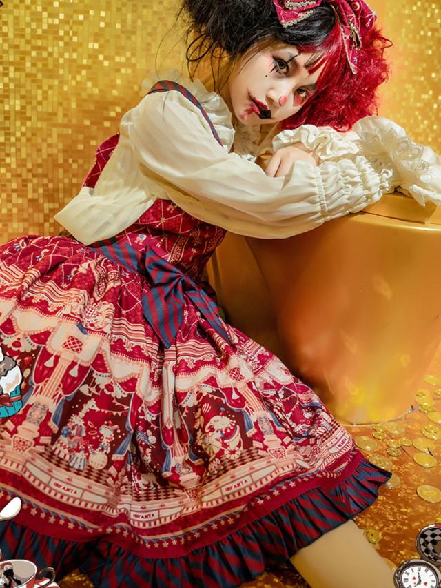 【全店任意2枚購入で100円OFF】クラシックロリータJSKドレスインファンタおとぎ話ブルゴーニュノースリーブボウノットシフォンロリータジャンパースカート