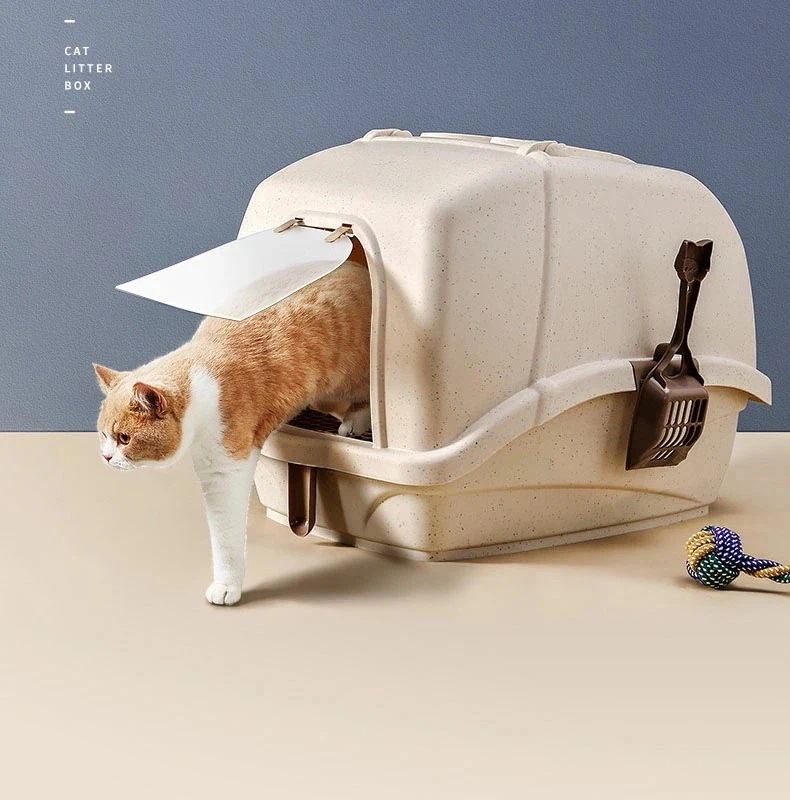 G 猫 トイレ キャットトイレ 散らかりにくい ネコトイレ 本体 フルカバー 猫トイレ お掃除簡単 飛び散りにくい 大型猫 スコップ付き シンプル ペットトイレ おしゃれ 猫用品 ブルー ピンク ホワ