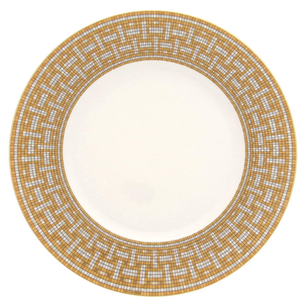 未使用品 シルクスクリーンプリント　幾何学模様 モザイク 24　ディナープレート 食器 ポーセリン/ポーセリン オレンジ 1013【中古】 レディース