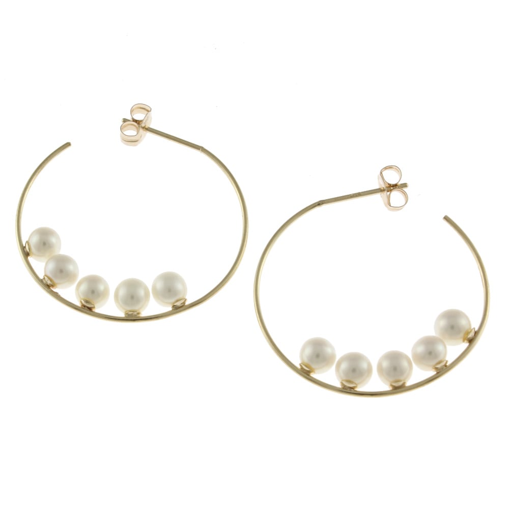 フープ風 ピアス 10金 K10ゴールド 淡水パール 10珠 新品