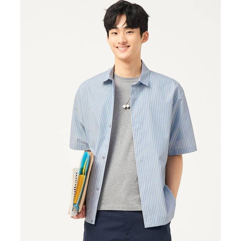 BEANPOLE MEN ジェントルテック ストライプ 半袖シャツ - スカイブルー BC5465C82Q 422823