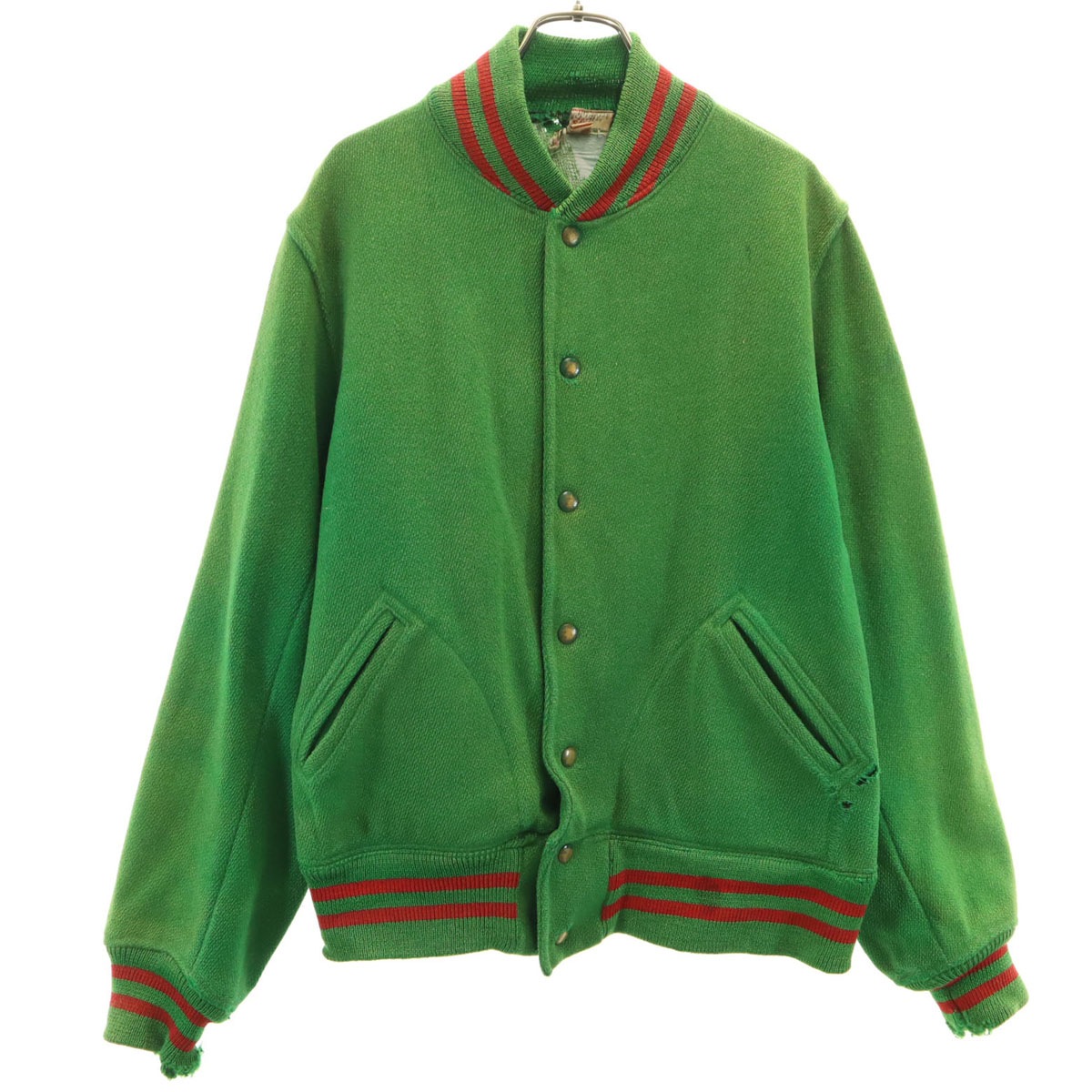 SAND KNIT 50s ヴィンテージ スタジャン 42 グリーン系 ジャケット メンズ 古着