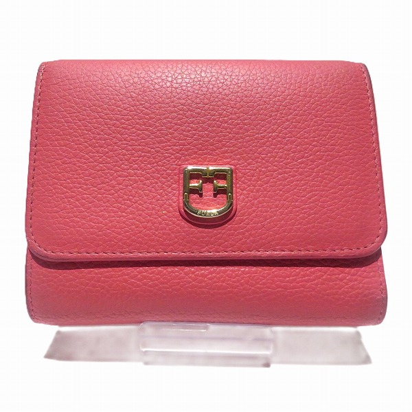 フルラ FURLA 三つ折り財布 ピンク レディース 【中古】
