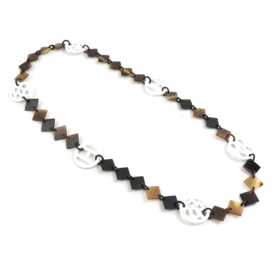 エルメス HERMES ネックレス バッファローホーン/ラッカーウッド ホワイト×ブラウン ユニセックス h31368a