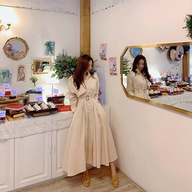 ニュー トレンチ ベルト ロングワンピース (2color)