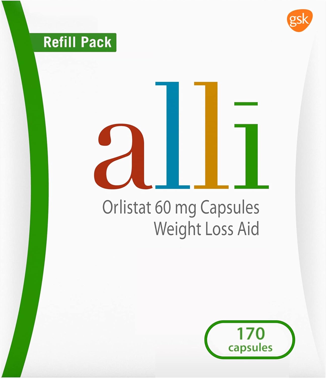 【alli ダイエット 減量サプリメント ピル】 60mg カプセルリフィル パック 170粒