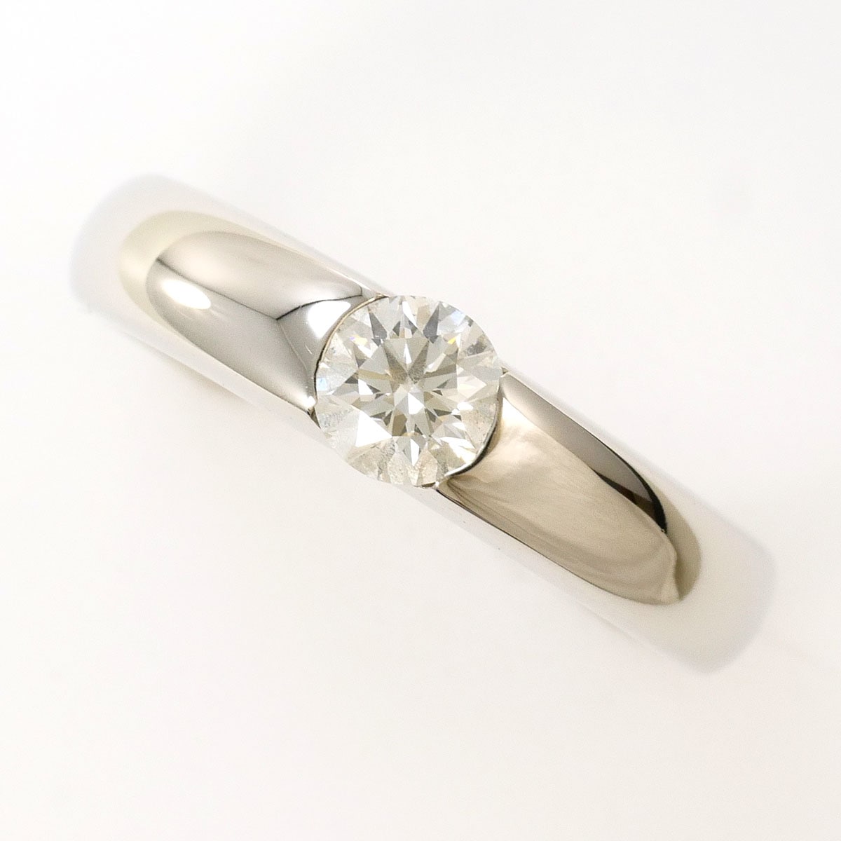 PT900 プラチナ リング・指輪 8号 ダイヤモンド 0.316ct VVS2 鑑定書 総重量約6.6g 中古