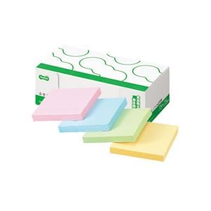 (まとめ) TANOSEE ふせん ノート正方形 75×75mm 4色 1パック（10冊） (×10セット)