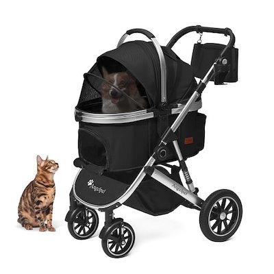 他サイト： ANGELPET ペットカート 分離型 犬用 バギー いぬ用 4輪 前輪360回転 後輪ブレーキ付き 組み立て簡単 コンパクト 折りたたみ式 耐荷重25KG 猫 小型犬多頭 中型犬 分離型ドッグカートの商品画像