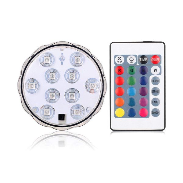 （まとめ）日本トラストテクノロジー IPX8準拠 LEDライト台座RGB16色/丸型 LEDBASE-RGBR(×5セット)