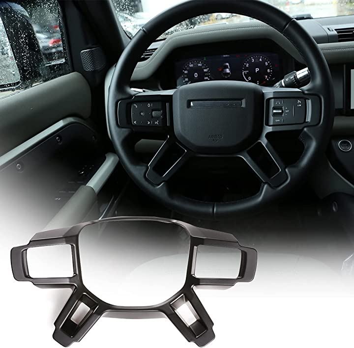 ランドローバーディフェンダー ステアリングホイールフレーム カバー ステアリングホイール装飾フレーム ステアリングホイールデコレーションフレーム ABS素材 取付簡単(マットブラック) 6,199円