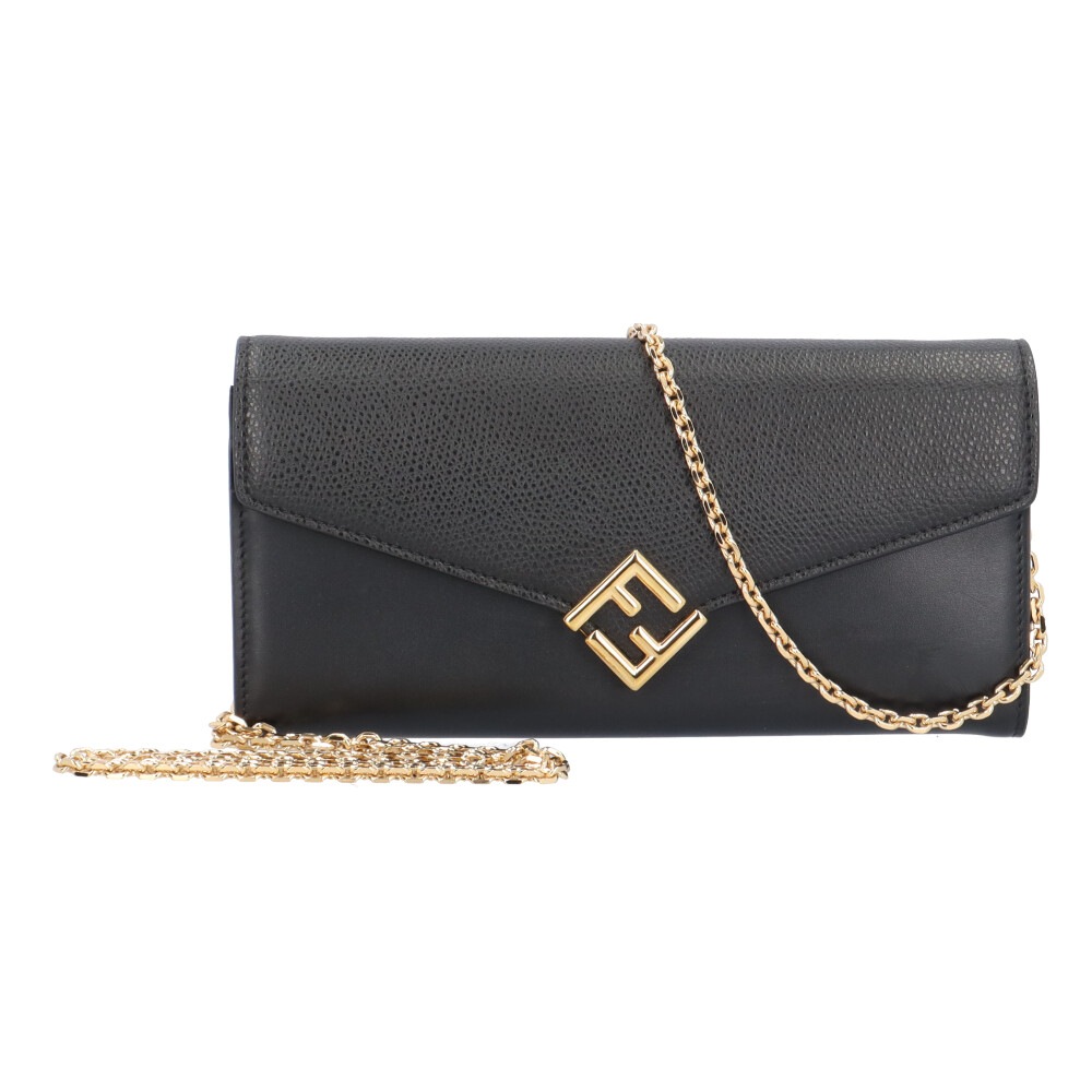 フェンディ FFダイヤモンド ショルダーバッグ レザー 8M0365-ALV4 ブラック FENDI 中古 美品