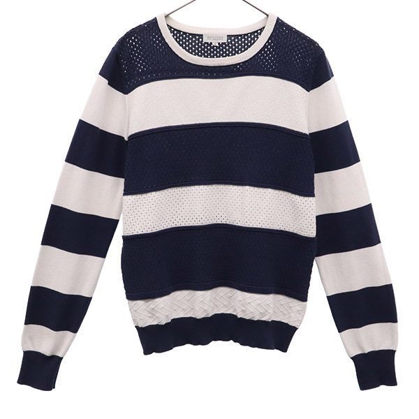 ボーダー柄 長袖 セーター 38 ネイビー×ホワイト ニット レディース